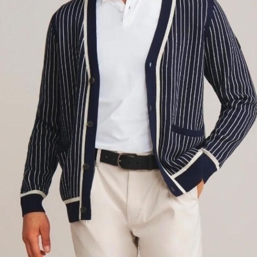 Rhone Men's Navy and Blue Cardigan - Picture 3 of 6